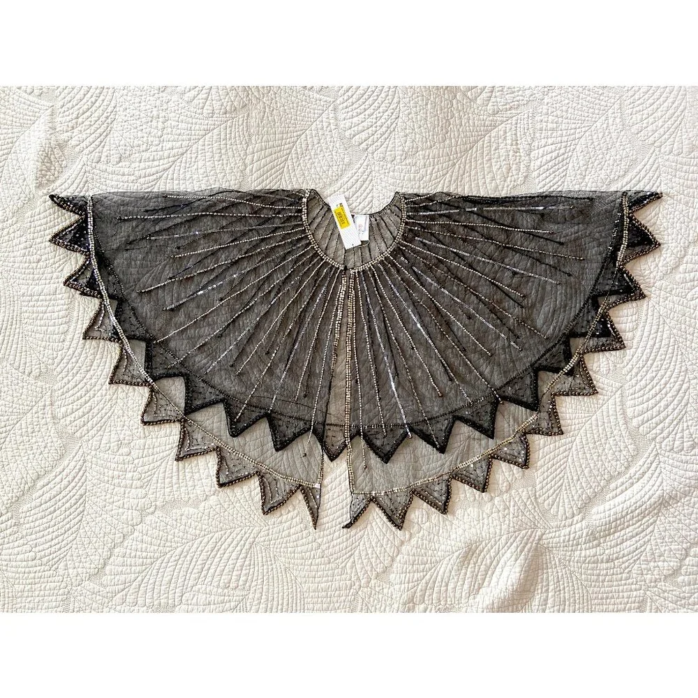NWT Gold & Silver Sheer Beaded Sequined Capelet - Whimsigoth - Picture 5 of 7